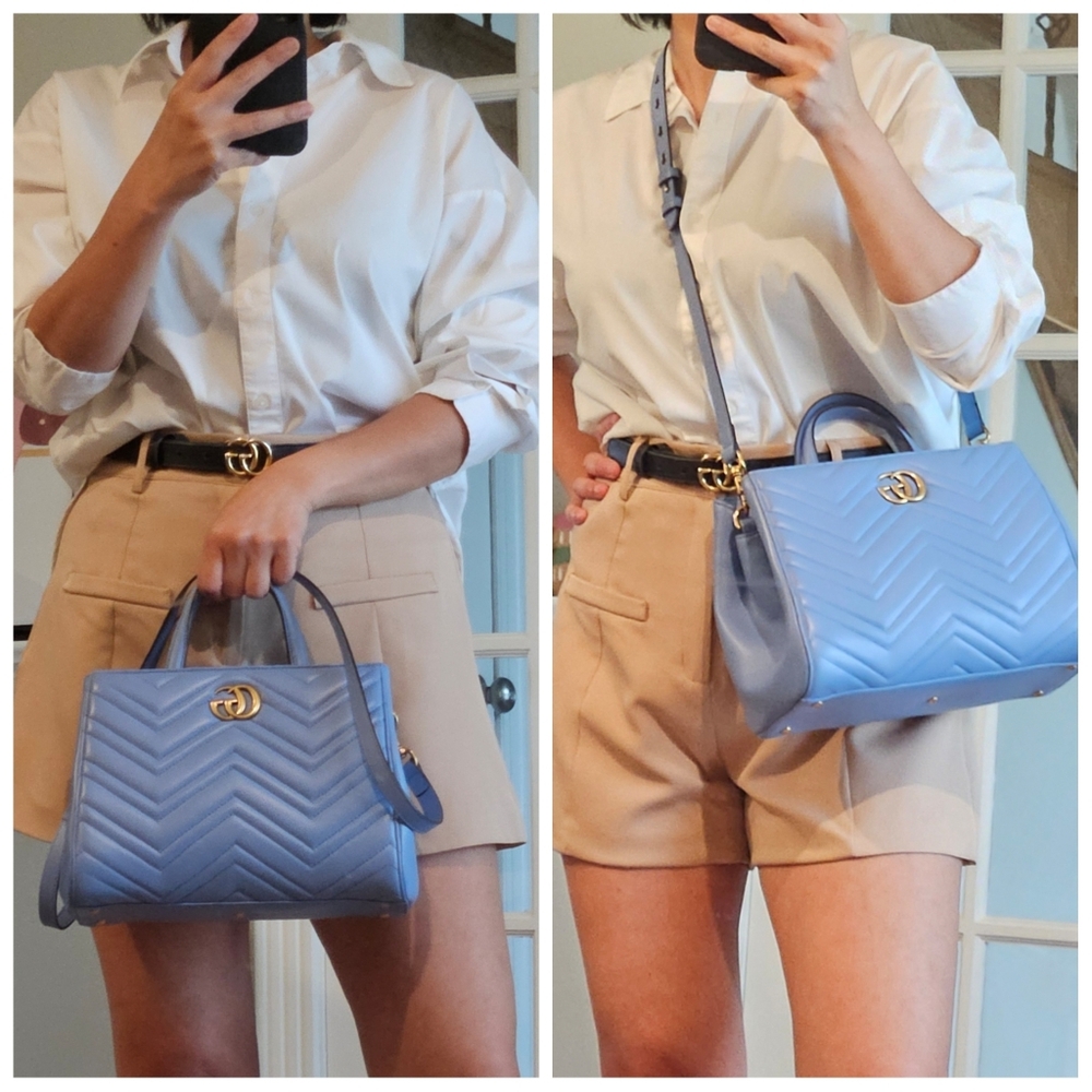 Authentic Gucci GG Marmont Blue Leather #4350M - Picture 3 of 10